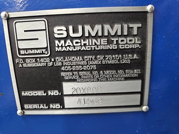 20" x 80" Summit #20x80B, Heavy-Duty Engine Lathe, 13-1/4" swing over cross slide, 5" compound travel, 4-1/8" - Image 8