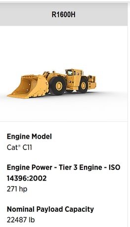 Caterpillar R1600H, Underground Mining Loader, 271 HP Cat C11 diesel engine, 12-ton payload, 5.5-7.7 yd - Image 2