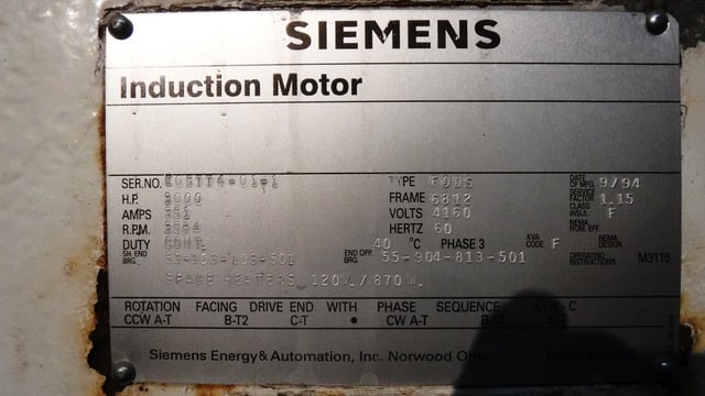 3000 HP 3600 RPM Siemens, Frame 6812, WPIISB, 4160 Volts (2 available) - Image 3