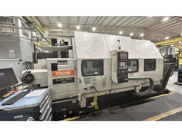 Mazak #Slant-Turn-50N, Cnc Lathe, 31.7" swing, 28" diameter x 81" L max, 750 RPM, 50 HP, 12 tool, tailstock - Image 1