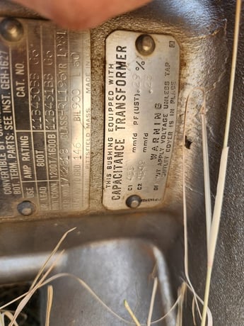196 KV, ABB, O Plus C, 800 Amps., bushings (Style 196W0800XA) (3 available) - Image 2