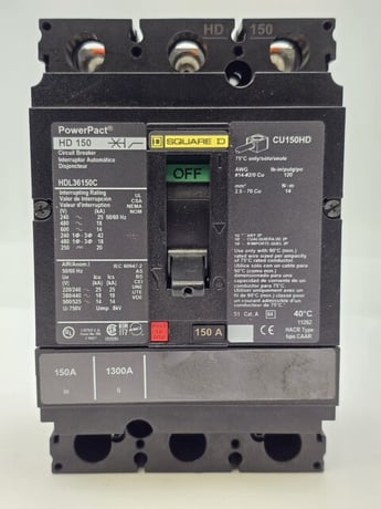 150 Amp, Square D #HDL36150C, Bolt On Circuit Breaker, 3P, 600 VAC, AS IS - Image 2