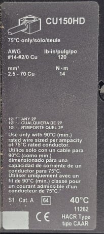 150 Amp, Square D #HDL36150C, Bolt On Circuit Breaker, 3P, 600 VAC, AS IS - Image 5
