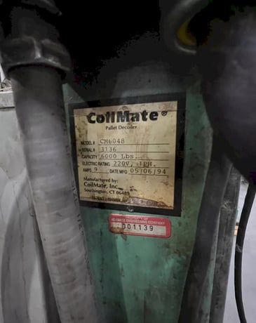 6000 lb. Coilmate #CM6048, pallet decoiler, 48" table diameter, 27 RPM, 37" stack height, dancer arm, 1995 - Image 3