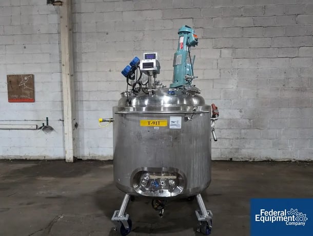 145.3 gallon Precision Stainless Reactor, 316L Stainless Steel, 45/100 psi, 550L, 36" diameter x 42" straight - Image 1