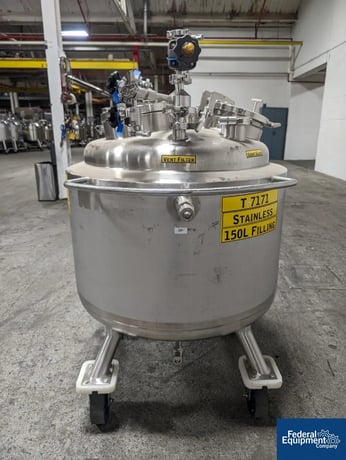 39.6 gallon Precision, Jacketed Receiver Tank, 316L Stainless Steel, 45/100 psi, 150L, 28" diameter x 17" - Image 3