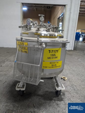 39.6 gallon Precision, Jacketed Receiver Tank, 316L Stainless Steel, 45/100 psi, 150L, 28" diameter x 17" - Image 5
