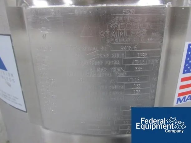 7.9 gallon Precision, Jacketed Tank, 316L Stainless Steel, 13.5" diameter x 15" straight side, open top, dish - Image 6