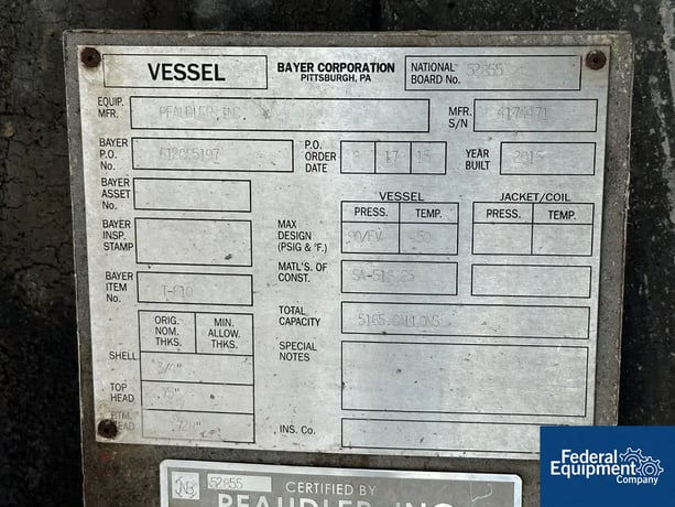5,100 gallon Pfaudler #CV96-5100-90, Glass Lined Vertical Chemstore Receiver, 90 psi, 96" diameter x 143" - Image 2