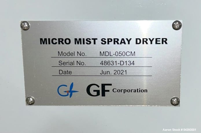 GF #MDL-050CM, Micro Mist Spray Dryer, 6.6 PPH, 4 nozzle, Stainless Steel, unused, 2021 - Image 6