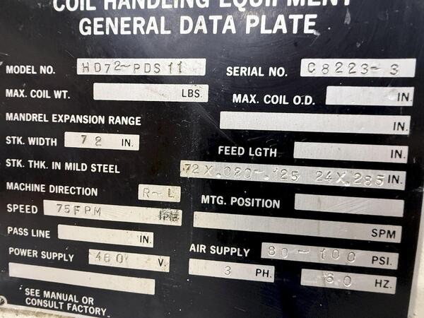 30000 lb. Cooper Weymouth Peterson, Servo Coil Feed Line, 72" coil width, 1999 - Image 6