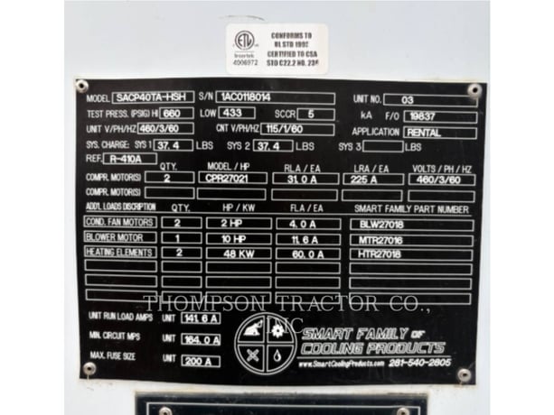 Other TCAC40TON, Temperature Control, S/N: 1AC0118014, 2018 - Image 2