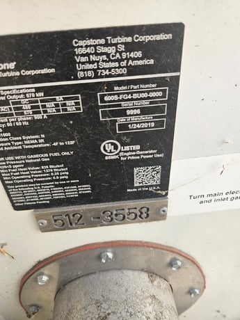 Capstone #C600, 57 KW Microturbine Generator, zero hour low pressure grid connect, New surplus - Image 2