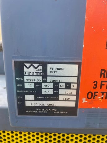 AEC Whitlock #VTPB7.5Q, Blower Package, 2.5" outlet/inlet, 7.5 HP Baldor Reliance motor, 460 Volt, 3PH - Image 4