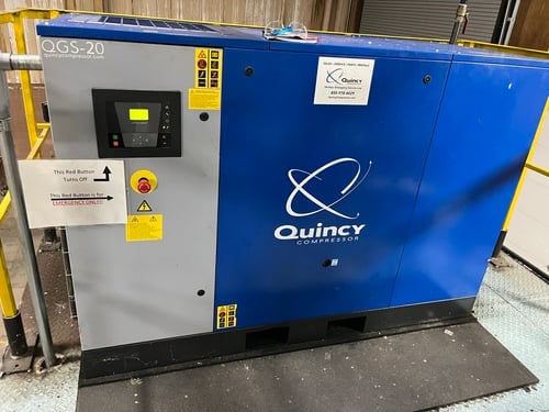125 Psi, 82 cfm, Quincy #QGS-20, Rotary Screw Air Compressor, 20 HP, 2200 hours, 2015 - Image 1