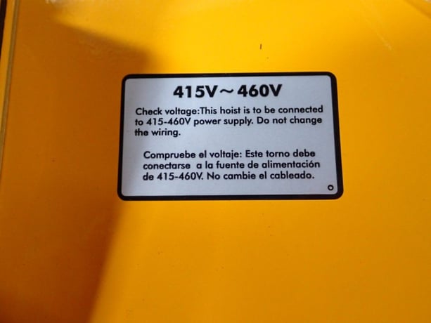 .125 Ton, Harrington #NER2001HD, Electric Chain Hoist, 0.75 HP, 1700 RPM, 415/460 V - Image 3