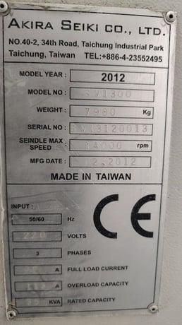 Akira-Seiki #SV1300, CNC vertical machining center, Mitsubishi Control, 50" X, 20" Y, 25" Z, 14000 RPM, 24 - Image 4