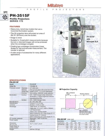 14" Mitutoyo #PH-3500, Bench Top Optical Comparator, digital read out - Image 3