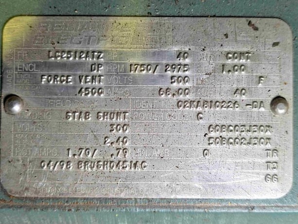 40 HP 1800 RPM Reliance, Frame LC2512ATZ, DPFVBB, 500 VA, 300 VF - Image 3