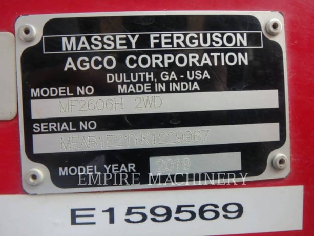 Massey Ferguson 2606H 2WD, Tractor, 1515 hours, S/N: MEAB1E21YK1229967, 2019 - Image 7