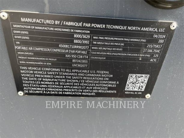 Atlas-Copco XAS950CD, 1197 hours, S/N: UVC902077, 2024 - Image 4
