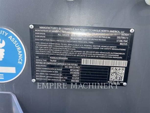 Atlas-Copco XAS1800CD, 252 hours, S/N: UVC400494, 2024 - Image 7