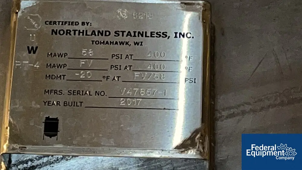 6500 gallon Northland, Horizontal Receiver Tank, Alloy 2205, 96" diameter x 178" straight side, dished ends - Image 2