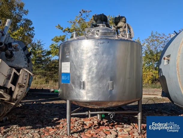 800 gallon, DCI Twin Motion Kettle, 66" diameter x 40" straight side, dish top & bottom, legs, 316 Stainless - Image 1