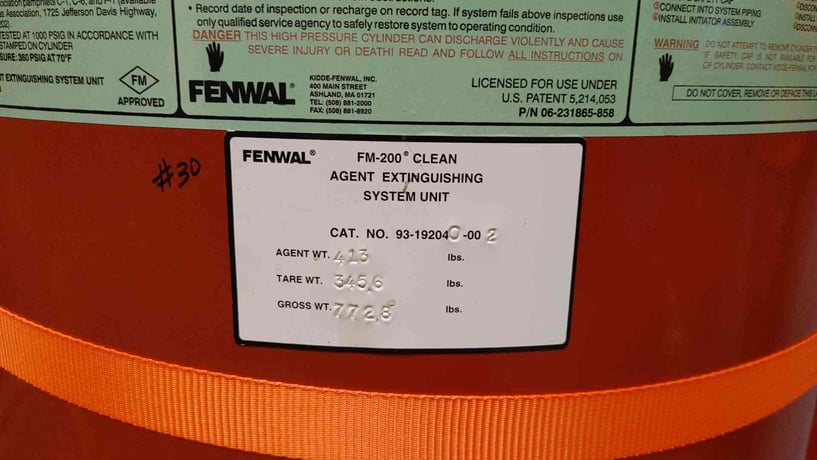 413 lbs. Fenwal, Fire Suppression System, FM-200 Agent - Image 2