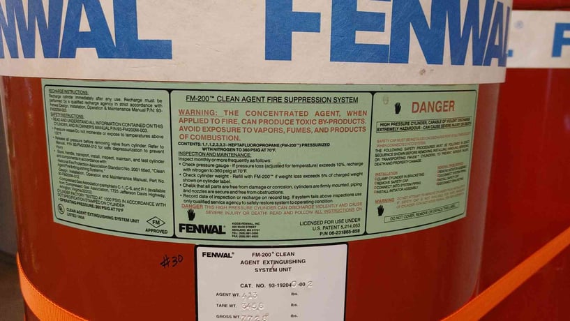 413 lbs. Fenwal, Fire Suppression System, FM-200 Agent - Image 6