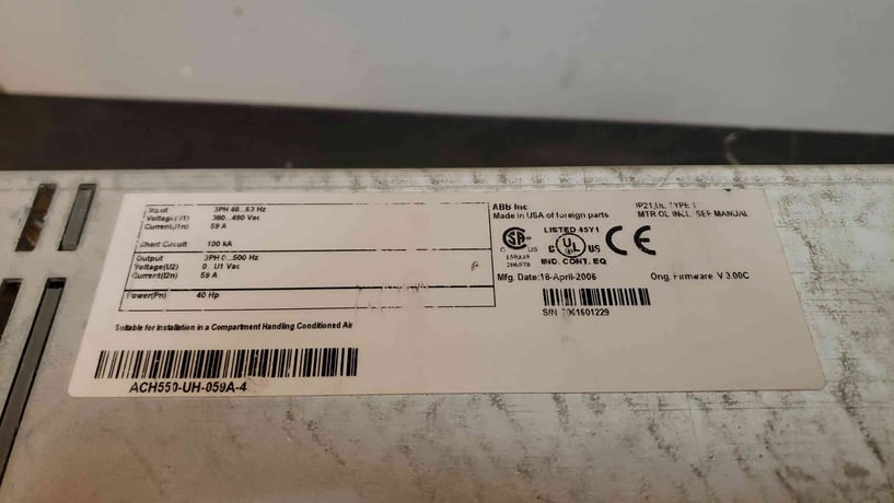 40 HP ABB #ACH550-UH059A-4, VFD, 480 Volts - Image 3