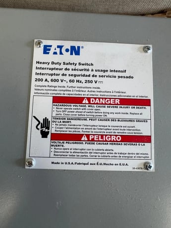 Eaton #DEM364FDJA-00VT, Heavy-Duty Safety Switch, 3P, 200 amp, 600 Volt, 60 Hz - Image 5