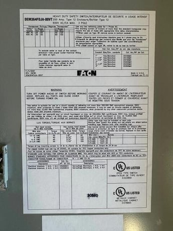 Eaton #DEM364FDJA-00VT, Heavy-Duty Safety Switch, 3P, 200 amp, 600 Volt, 60 Hz - Image 9