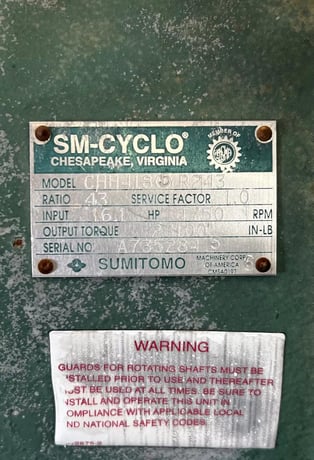 16 HP @ 1750 RPM, Sumitomo Cyclo #CHH4185YR243, Speed Reducer/Gearbox, 43.00 :1 ratio, 23100 lb. output - Image 4