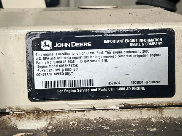 150 KW Kato light #D150F-J4T2, Portable Diesel Generator, 6.8 Liter John Deere engine, circuit breaker, 1800 - Image 9