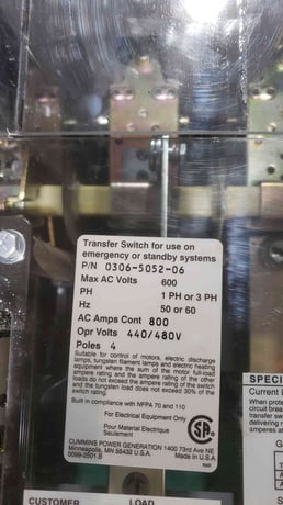 800 Amp. Cummins OTPCD-5935243, automatic transfer switch, 480 Volts, 3R weather protected enclosure - Image 7