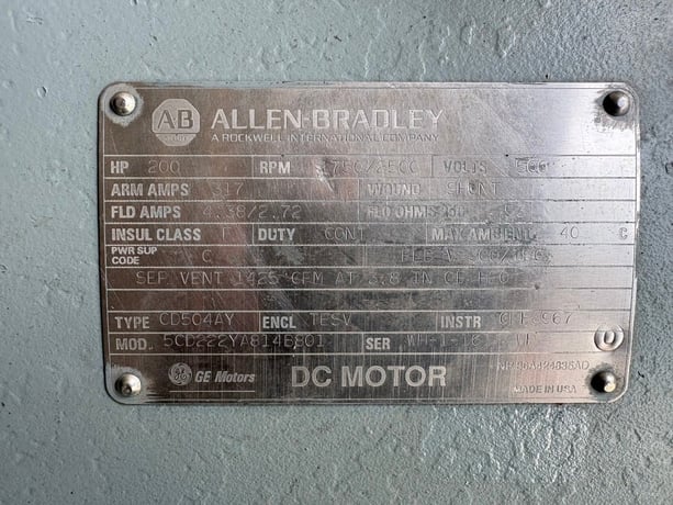 200 HP 1750/2500 RPM General Electric, Frame CD504AY, F3, TESV, 500 VA, 150/300 VF, 5CD222YA814B801 - Image 2