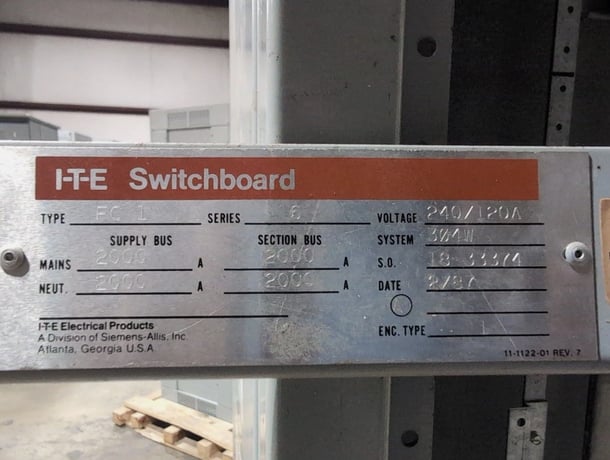 2000 Amps, ITE/Siemens, FC-I Low-Voltage Switchboard, MLO, 4-wire, 240/120 Volt, 3PH - Image 2