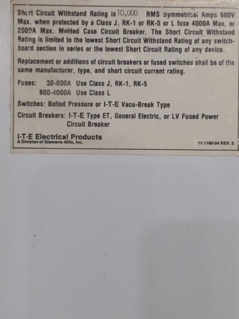 2000 Amps, ITE/Siemens, FC-I Low-Voltage Switchboard, MLO, 4-wire, 240/120 Volt, 3PH - Image 3