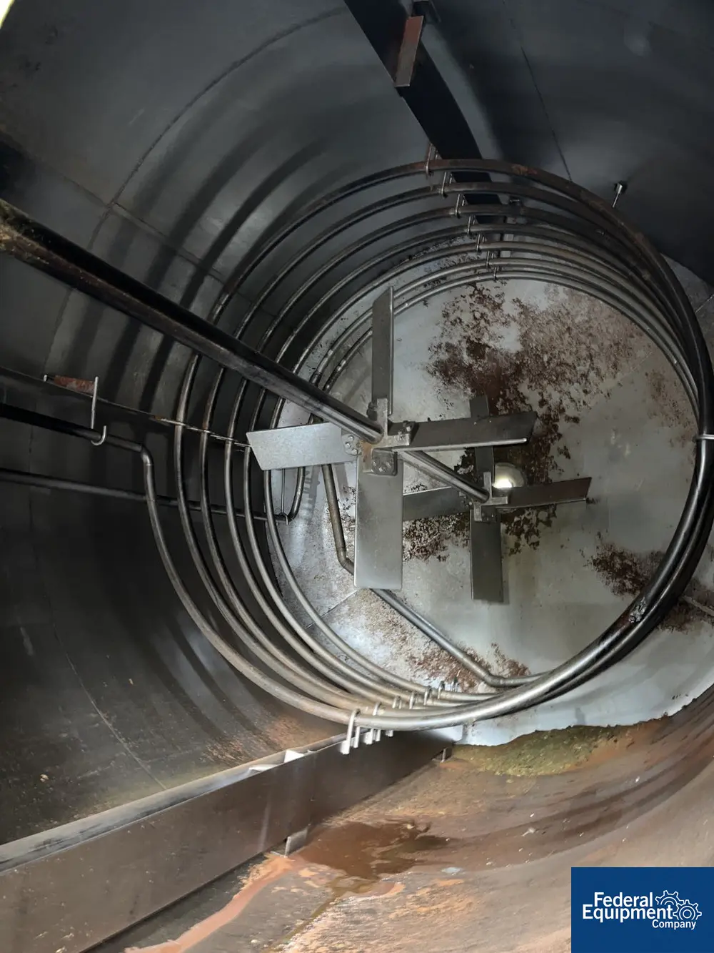 4000 gallon Lance, Mixing Tank, Stainless Steel, 10 HP, turbine mixer, coil, legs - Image 6