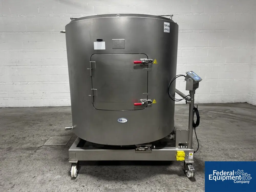 528.3 gallon Pall Life Sciences, Single Use Mixer System, 304 Stainless Steel, open top, flat bottom, 90 - Image 1