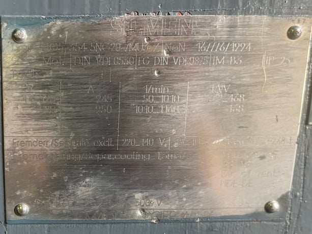 600 HP 1200 RPM Siemens, Frame 354, DPFVBB, 520 VA, 220/140 VF - Image 3