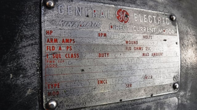250 HP 1800 RPM General Electric, Frame 506AY, DPFVBB, 500 VA, 300/150 VF - Image 3