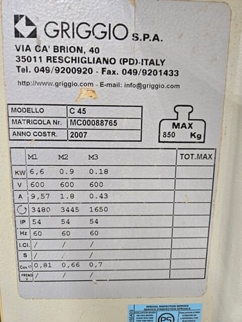 Griggio #C45, Sliding Table Panel Saw, 2007 - Image 10