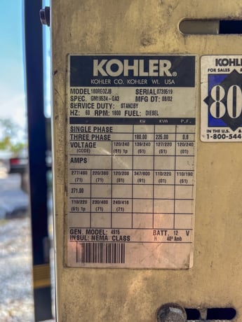 180 KW Kohler / Rehlko #6081AF001, diesel generator, weatherproof enclosure, 277/480 Volts, 2002 - Image 6