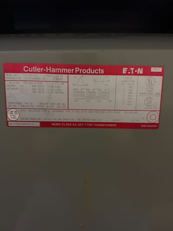 45 KVA 480 Primary, 208/120 Secondary, Eaton Cutler-Hammer, CX6-453-415, 3-phase transformer - Image 2
