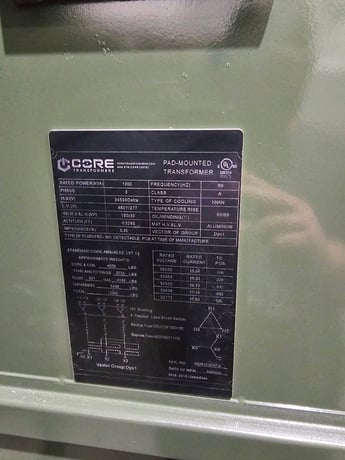 1000 KVA 34500 Delta Primary, 480Y/277 Secondary, PAD, proCORE, (immediate shipment available) - Image 1