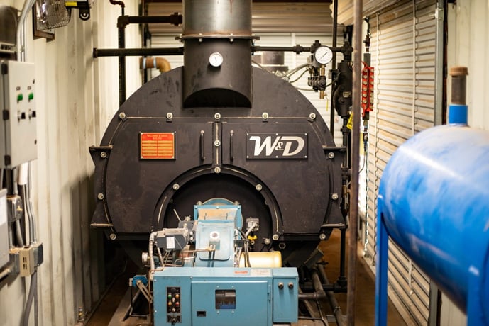 80 HP Williams & Davis, mobile boiler room, 2-pass, dry back design steam boiler, enclosure - Image 2
