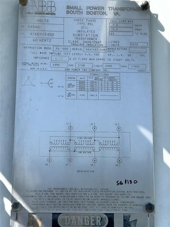 7500 KVA 24940 Delta Primary, 4160Y Secondary, Station - Image 3