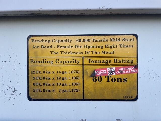 60 Ton, Wysong #MTH-60-72, CNC Hydraulic Press Brake, 6' overall, 6" stroke, 62" between housing, 9" adj., 6" - Image 6